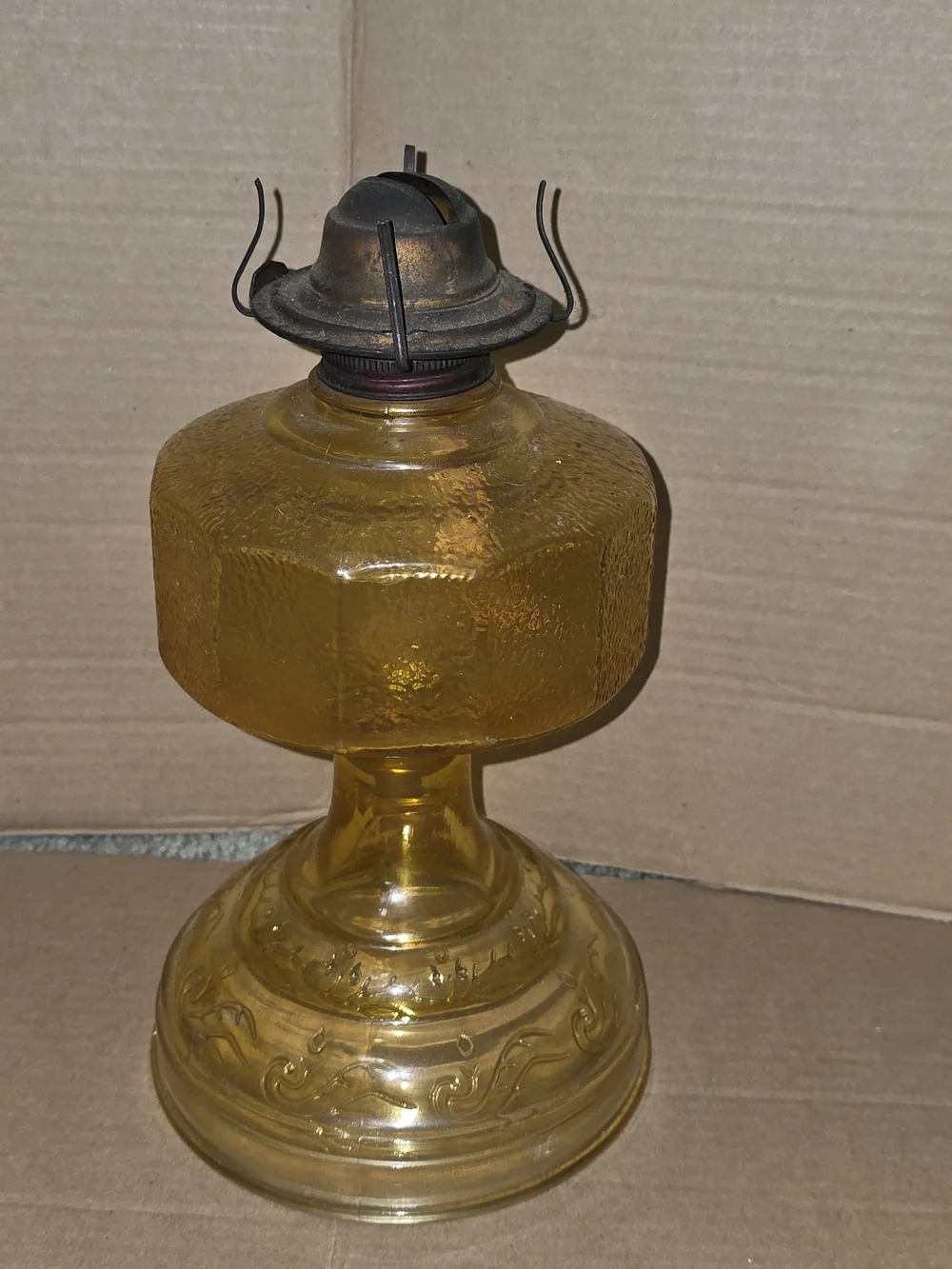 Amber Glass Lantern Lamp — Decorative Home Accent in Yellow